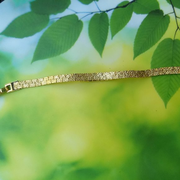 vintage 70s cubic zirconia pebbled gold plate tennis bracelet NWOT - Picture 6 of 10